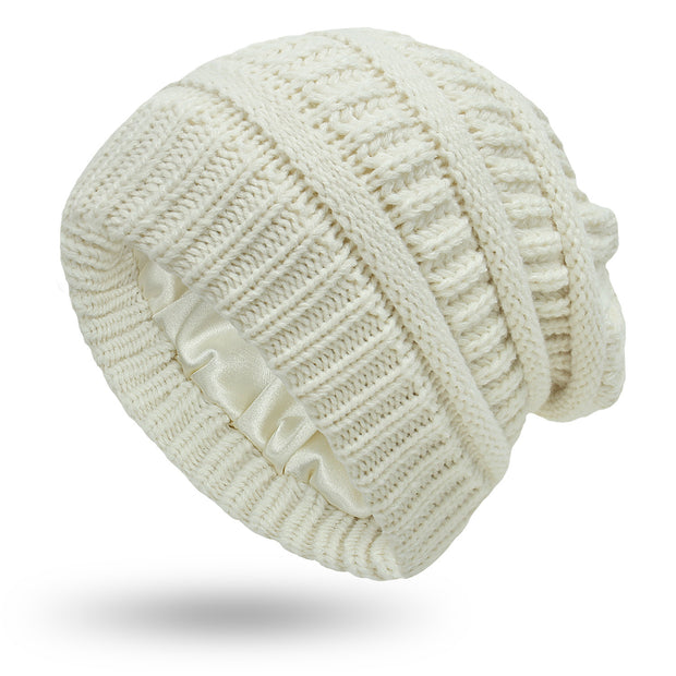 Hats Women's Protective Hairstyles, Warm Woolen Knit Satin Hats - Christina Clovi 