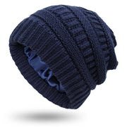 Hats Women's Protective Hairstyles, Warm Woolen Knit Satin Hats - Christina Clovi 