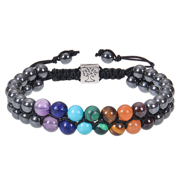 Fashion Jewelry 6mm Colorful Natural Stone Double-layer Bracelet - Christina Clovi 