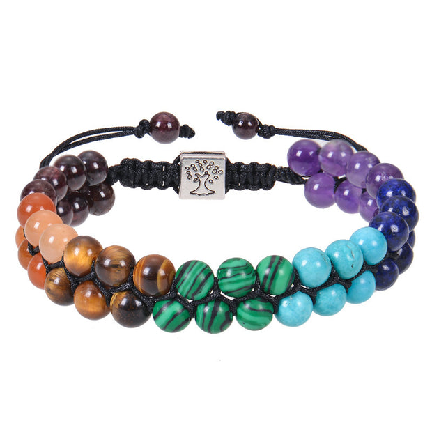 Fashion Jewelry 6mm Colorful Natural Stone Double-layer Bracelet - Christina Clovi 