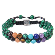 Fashion Jewelry 6mm Colorful Natural Stone Double-layer Bracelet - Christina Clovi 