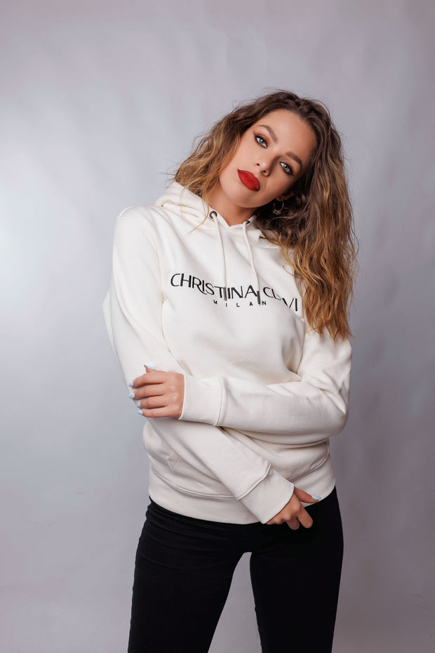 White Christina Clovi Fitted Cut Hooded