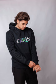 Black Christina Clovi Fitted Cut Hooded Sweatshirt with Black Embroidery, Cotton Fleece (Unisex) - Christina Clovi #