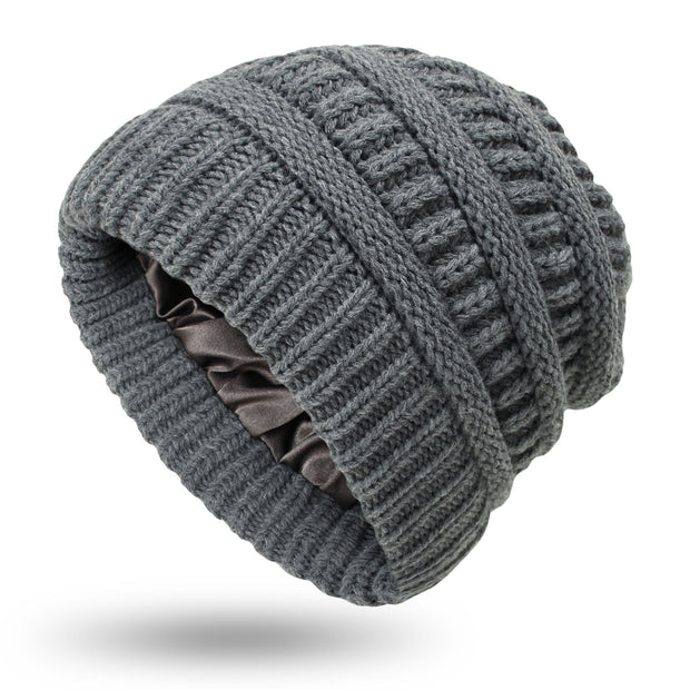 Hats Women's Protective Hairstyles, Warm Woolen Knit Satin Hats - Christina Clovi 