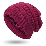 Hats Women's Protective Hairstyles, Warm Woolen Knit Satin Hats - Christina Clovi 